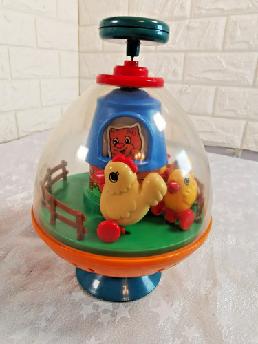 Vintage push spin - vintage, hen