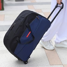2 IN 1 Trolley Luggage Hand-Carry Duffel Bags Portable Nylon Travel Bag w/Wheels