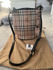 Burberry Lorne Bucket Bag Small Brown Canvas