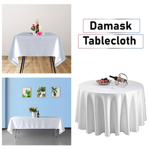 White damask tablecloths - white,