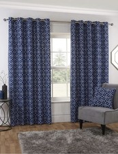 Sundour Navy Eyelet Curtains
