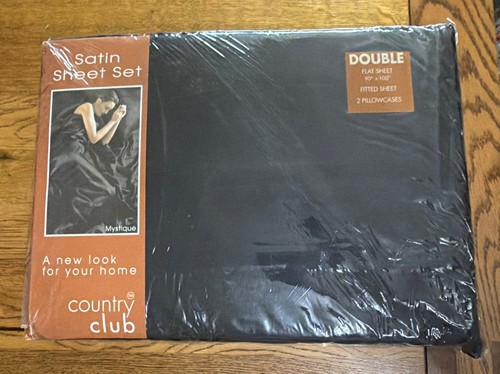 Black satin double flat - satin,