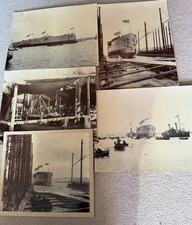 1905 CIRCA LARGE ORIGINAL PHOTOS HMS AFRICA ?LAUNCHING /PADDLE STEAMER METEOR