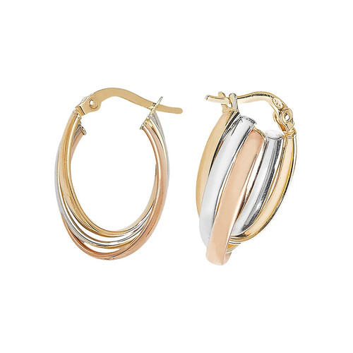 Hoop earrings 9ct tri - hoop, colour