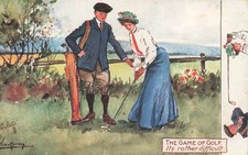 Rare Raphael Tuck & Sons Thackary Postcard The Game of Golf Series I Vintage Art