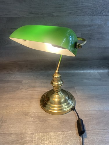 Green bankers lamp - green, glass