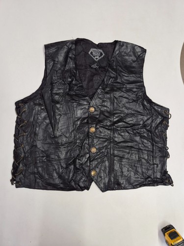 Vintage leather waistcoat - , 44"