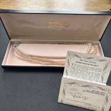 Vintage Pompadour Pearls simulated yellow pearls graduated double string & clasp