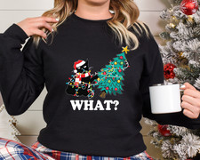 Black Cat What Sweater, Christmas Cat What Sweater, Black Cat Tree Jumper2326