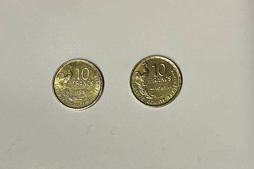 French 1951 francs coins - 10,