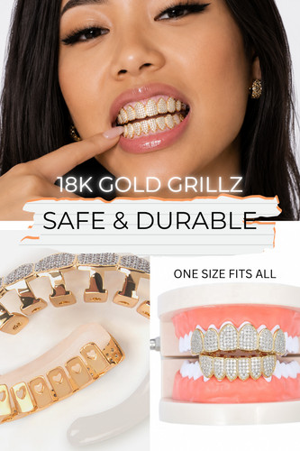 Iced out gold grillz top - iced, 6