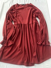 Boohoo Rust Red Ribbed Smock