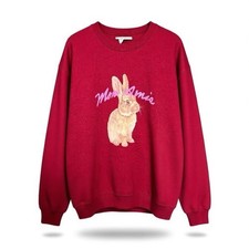 Anthropologie Mon Amie Bunny Graphic Sweatshirt Burgundy M NWT Rare Sold Out