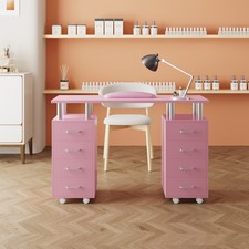 8 Drawer Rolling Nail Desk Portable Manicure Table for Beauty Professionals