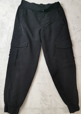 Zara Ladies light Cargo Jogger Pants Black with elastic waistband size S
