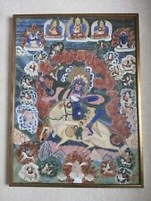 19th century Tibetan/Mongolian Thangka painted Palden Lhamo and dependents
