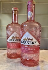 Empty 2 (TWO) x WARNER'S RHUBARB GIN Bottles 70cl plus stoppers -UPCYCLE CRAFT
