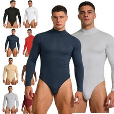 UK Mens Bodysuit Mock Neck