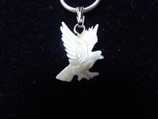 Girl's Mother of Pearl Eagle Pendant on 16" Sterling Silver (925) Chain Gift
