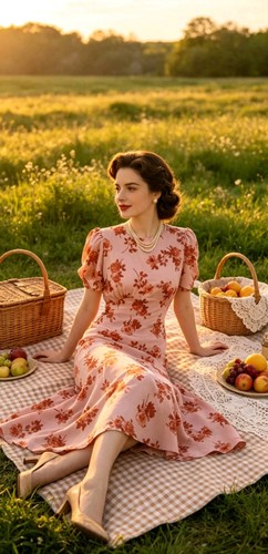 Vintage 1930s 1940s style - , pink