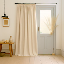 Blackout Door Curtain Thick Thermal Ready Made Pencil Pleat Energy Saving UK