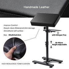 Adjustable Tattoo Armrest Stand w/Supply Tray,Heavy Duty Iron H-Base,Leather Pad