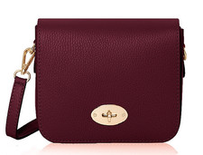 Leather Crossbody Bag Turn Lock Shoulder Saddle Style Bag Handbag