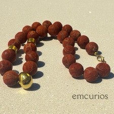 Vintage Red Sponge Coral Bead Necklace