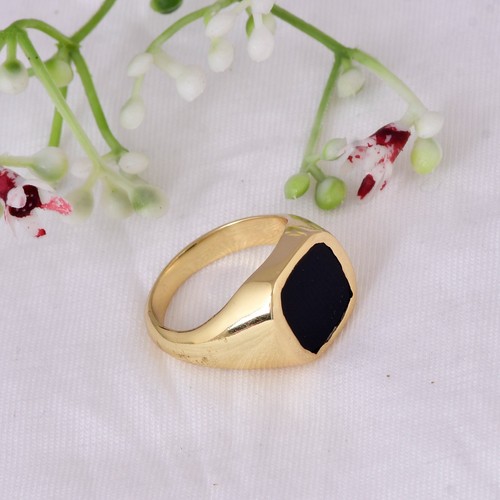 Black onyx signet - black, rings