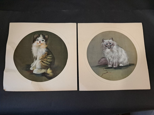 Two vintage cat hand painted - two,