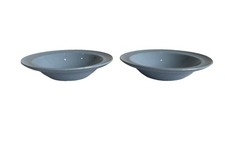 Woods Ware Iris Rimmed Fruit Dessert Bowls x2 Vintage Blue Utility Ware 16.5cm
