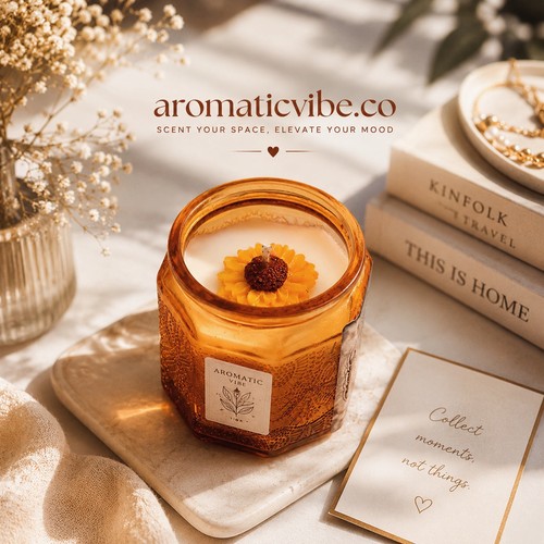 Scented candle with beautiful - scented,