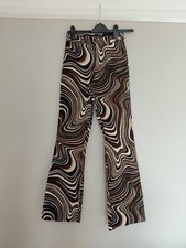Women's Motel Brown/black 70s Style flared Trousers - XS