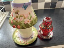 2 Yankee Candle lamp Shade  Plate sets, 1 large meadow butterfly ladybird 1 smal