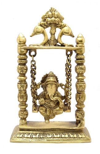 Brass antique yellow ganesha - brass,