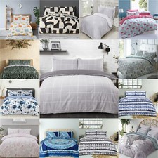 Luxury Printed Reversible Polycotton Duvet Cover Set Quilt Bedding Covers Set