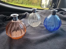 Set Of 3 Art Deco Coloured Glass Dressing Table Scent Bottles - c 1930's