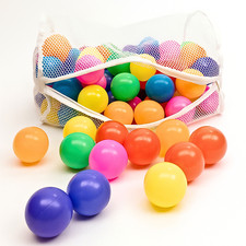 100 Colourful Play Ball Pit Balls Zip Mesh Bag 5cm Soft Assorted Colours