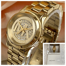 Michael Kors Mini Runway Crystal Accented Dial Gold-Tone Watch