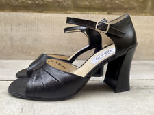 Vintage Womens Dolcis Black Leather High Heel Court Shoes Ankle Strap Size 8 42