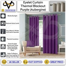 Luxury Thermal Blackout Curtains Eyelet Ring Top Curtain Pair