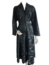 Ladies Winter Open Printed Umbrella Abaya/Jilbab/Dress in Black/Jade 52-58 (U04)