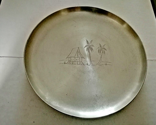 Vintage penang pewter plate - vintage,