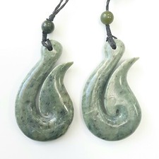 81stgeneration New Carved Nephrite Jade Maori Hei Matau Cord Pendant Necklace