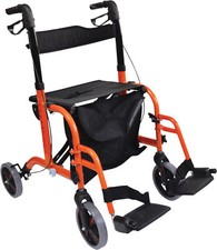 AIDAPT Duo Deluxe Rollator and Transit Chair in One Colour Orange VP184ORANGE