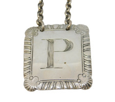 George III Sterling Silver 'P' Letter Port Decanter Label Antique 1815 London