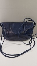 Vintage Bruno Magli Navy Blue Leather Handbag Shoulder Crossbody Italy 