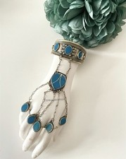 Blue Afghan handmade vintage hand-piece, Afghan jewellery, Bracelet 