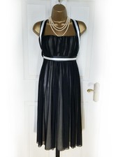 BAYLIS & KNIGHT Black & Beige Pleated Chiffon Bandeau Occasion Dress, Size 8/10