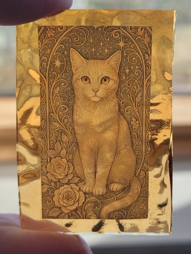 Stained glass ginger tom - glass, cat